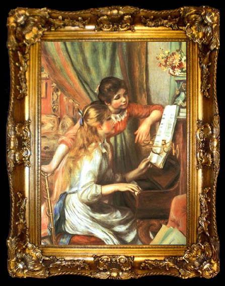 framed  Pierre-Auguste Renoir Two Girls at the Piano, ta009-2